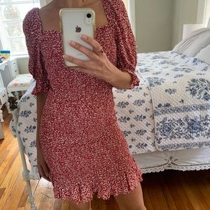 Red dress with white flowers by Australian brand Auguste. US Size 0-2